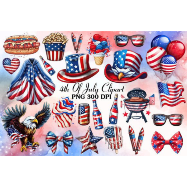 4th of July Sublimation Clipart Bundle 300+