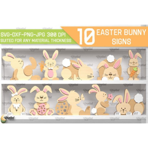 Easter Bunny Signs Laser Cut Bundle