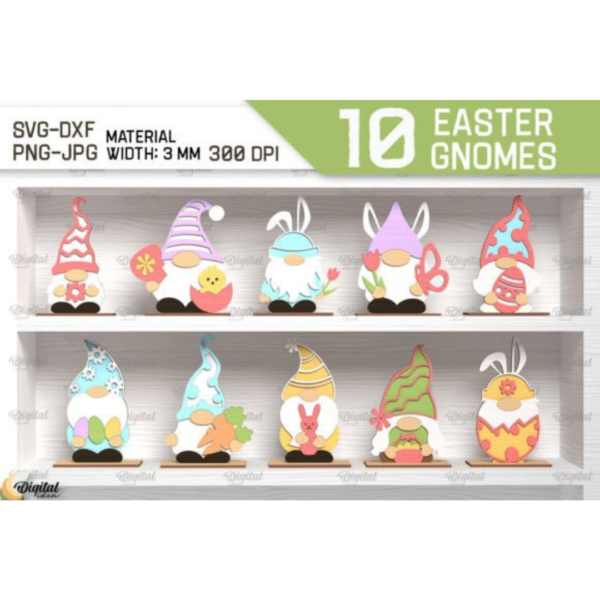 3D Easter Gnomes Laser Cut Bundle